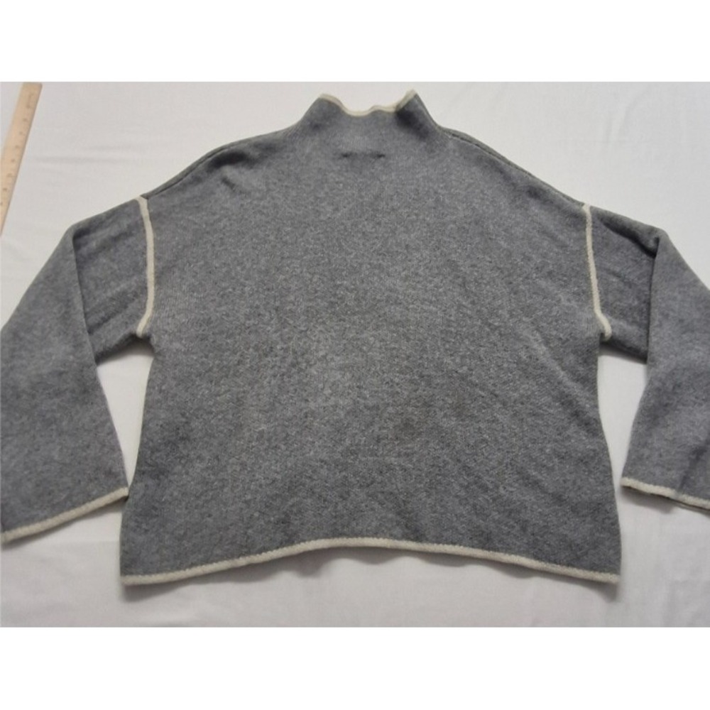 Zara women's Grey high neck pullover tight knit sweater off white‎ detail sz. LG - Picture 10 of 14